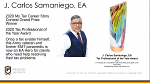 Carlos Samaniego EA - 2020 Tax Professional of The Year
